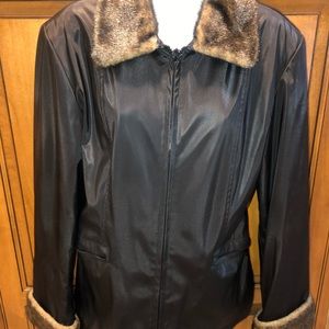 Fur trim waterproof jacket.